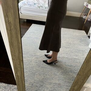 Chocolate Brown faux Leather Midi Skirt with trumpet fit